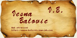 Vesna Balović vizit kartica